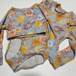 Snapper Rock Kids Floral Crop Top - Yellow and Pink